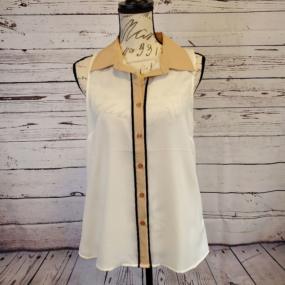 New Anthropologie Coincidence & Chance Button-Down Sleeveless Top, Size Medium